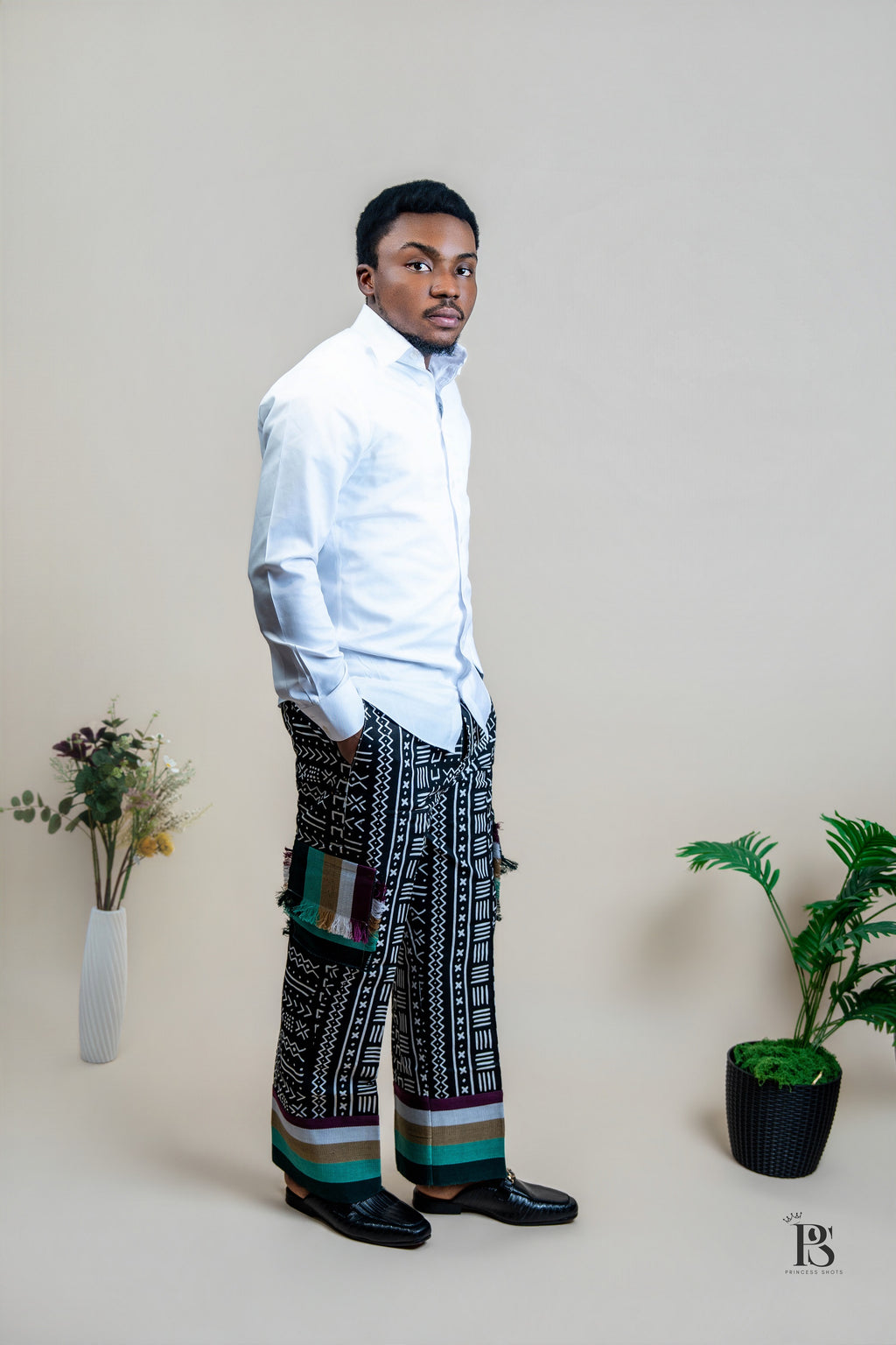 Midnight Heritage Mudcloth Baggy Trousers