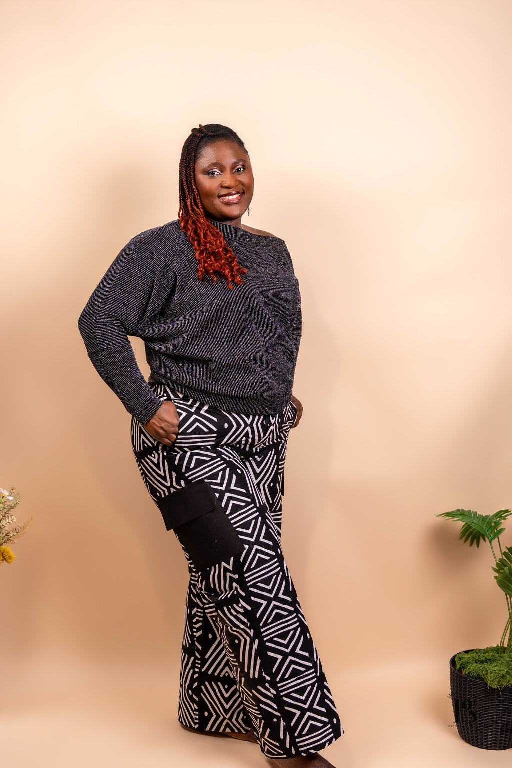 Black & White Ankara Baggy Trouser