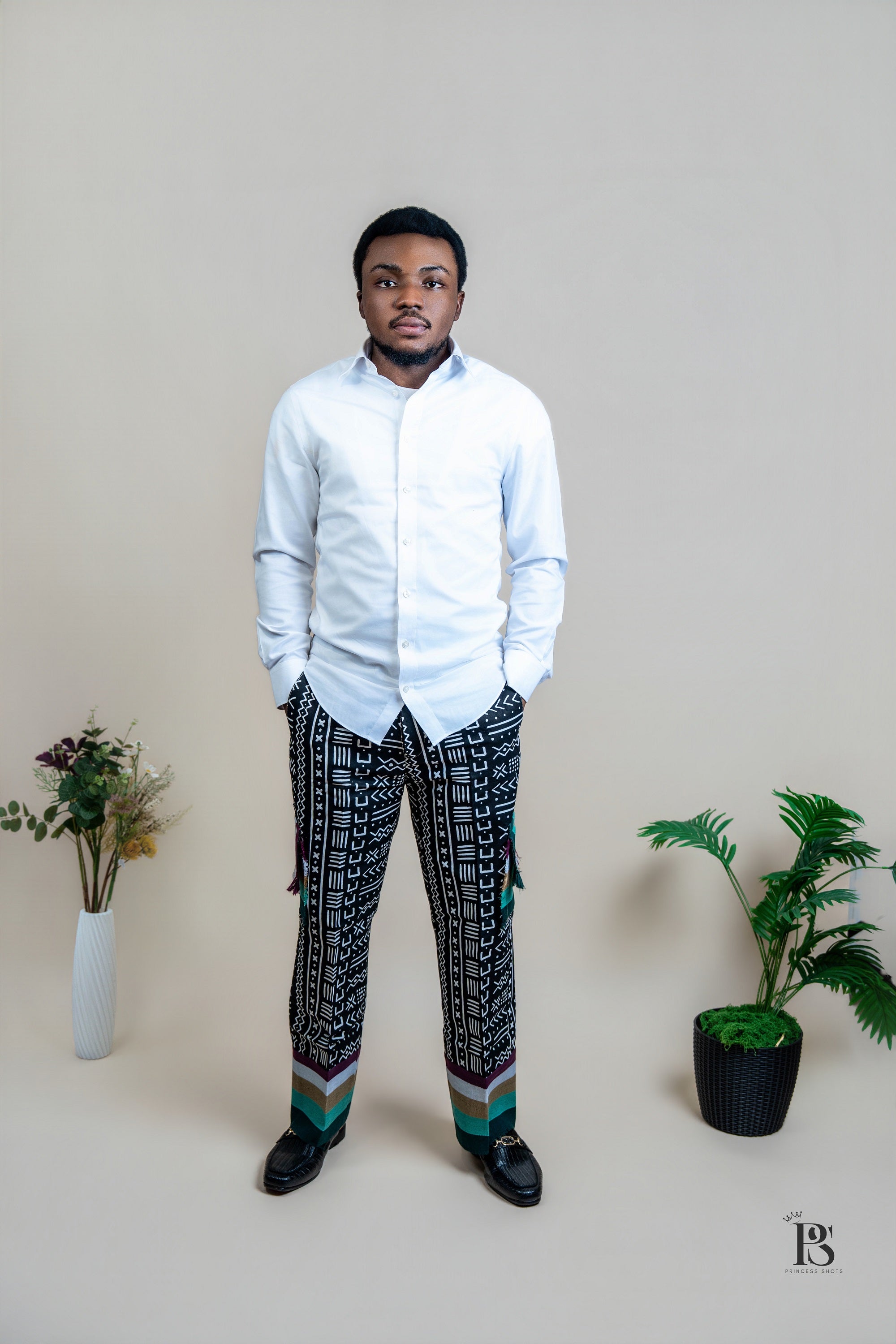 Midnight Heritage Mudcloth Baggy Trousers