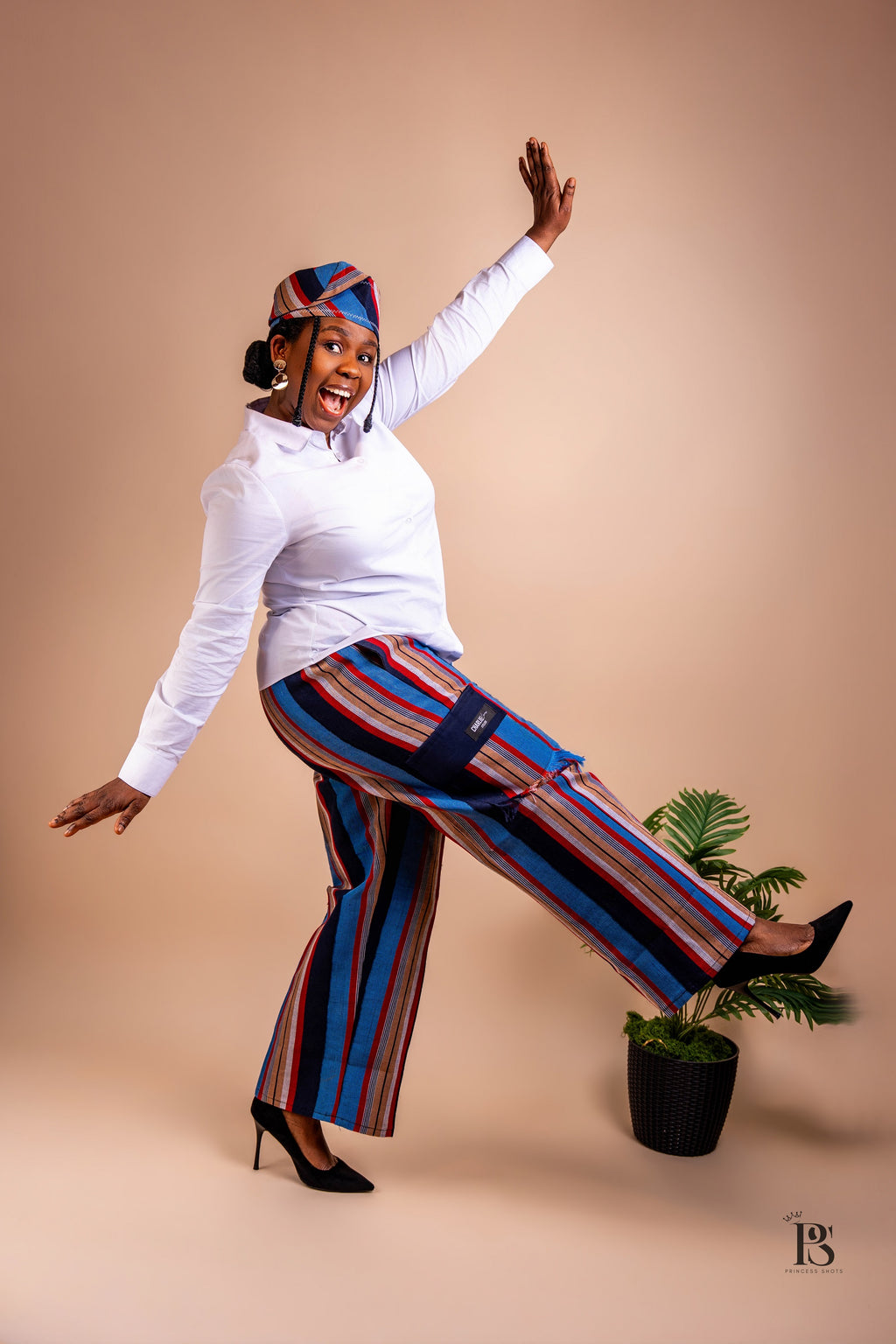 Heritage Blue Stripe Aso Oke Cargo Trousers