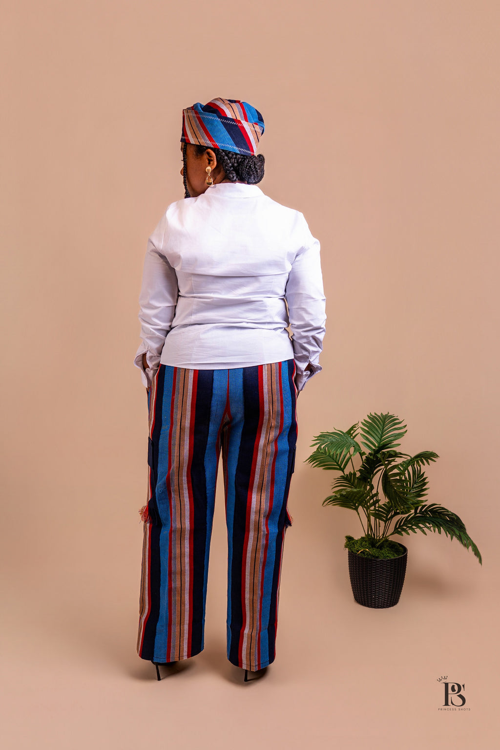 Heritage Blue Stripe Aso Oke Cargo Trousers